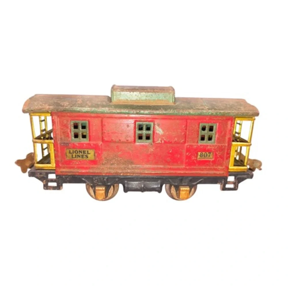 Lionel Lines Prewar 807 Caboose O Gauge 1927-1940 Tin Red Body Green Roof - Wear
